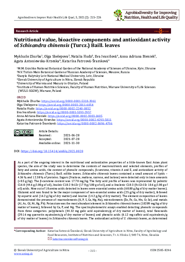 (PDF) Nutritional Value, Bioactive Components and Antioxidant Activity ...