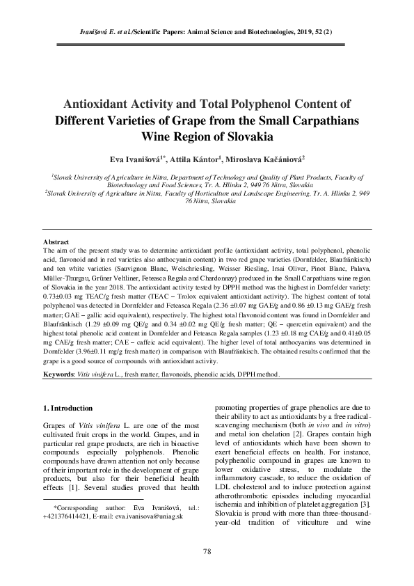 (PDF) Antioxidant activity and total polyphenol content of different ...