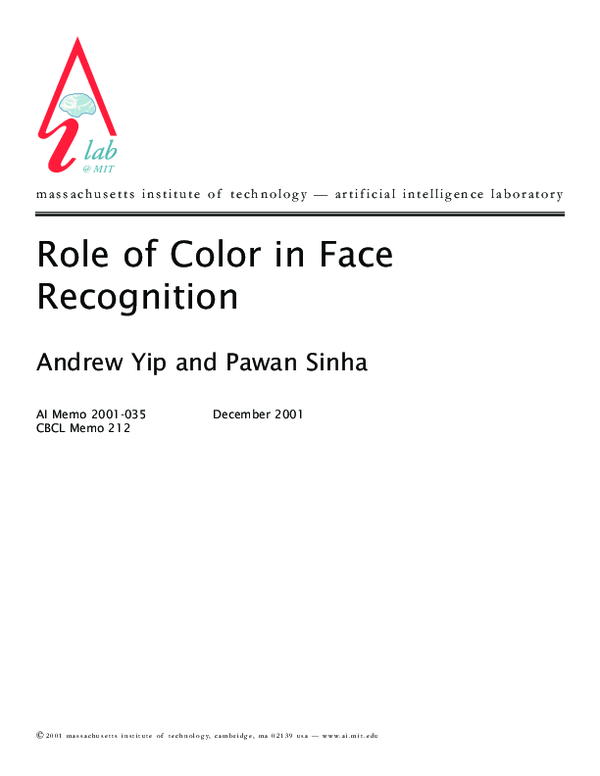 (PDF) Role of color in face recognition