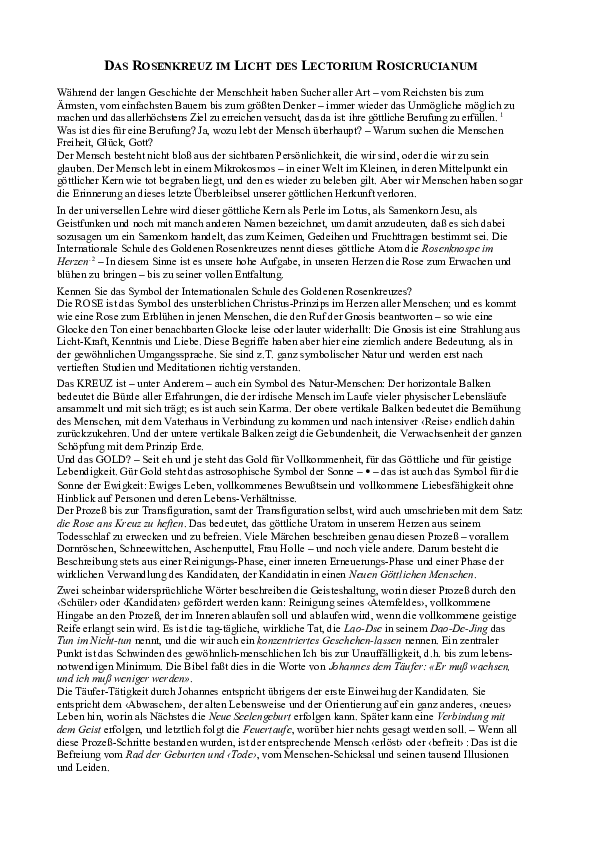 (DOC) Das Rosenkreuz im Licht des Lectorium Rosicrucianum | M.P ...