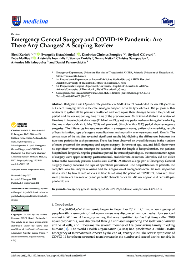 (PDF) Emergency General Surgery and COVID-19 Pandemic: Are There Any ...