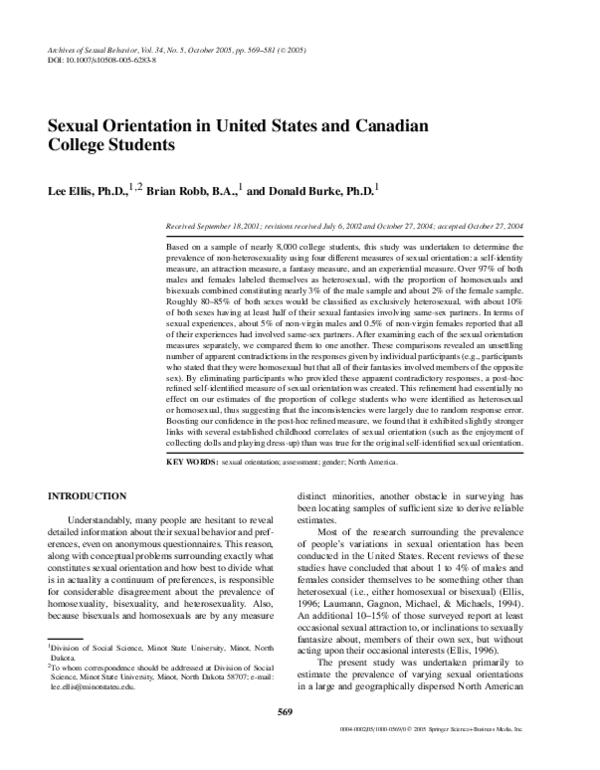 (PDF) Sexual Orientation in United States and Canadian College Students