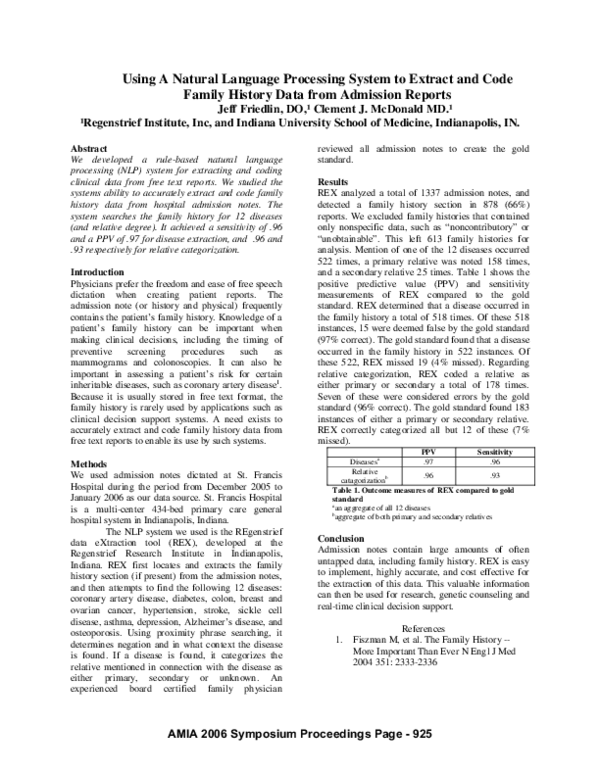 (PDF) Using a natural language processing system to extract and code ...