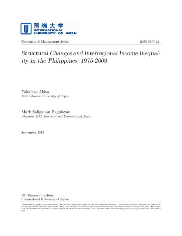 (PDF) Structural Changes and Interregional Income Inequality in the ...