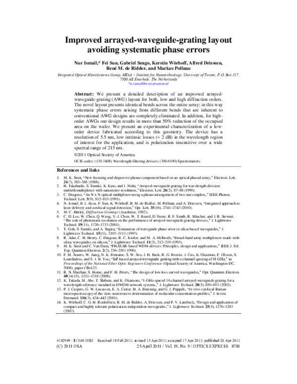 (PDF) Improved arrayed-waveguide-grating layout avoiding systematic ...
