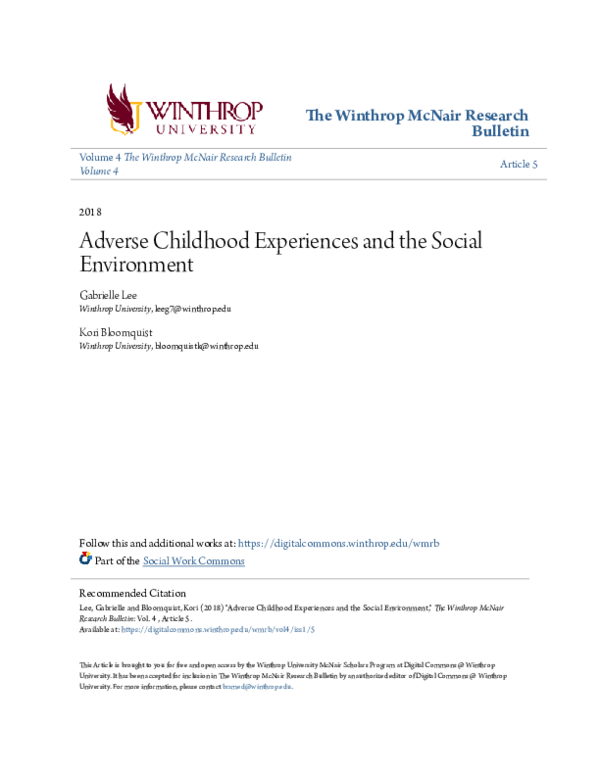 (PDF) Adverse Childhood Experiences and the Social Environment