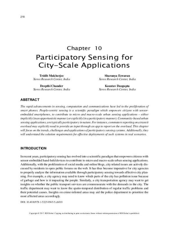 (PDF) Participatory Sensing for City-Scale Applications