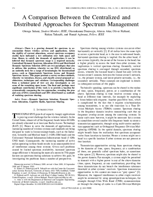 (PDF) A Comparison Between the Centralized and Distributed Approaches ...