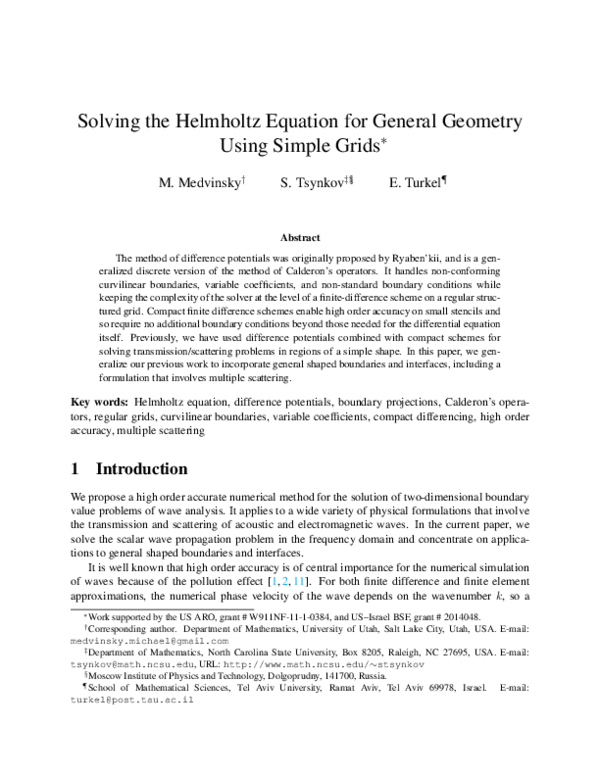(PDF) Solving the Helmholtz Equation for General Geometry Using Simple ...