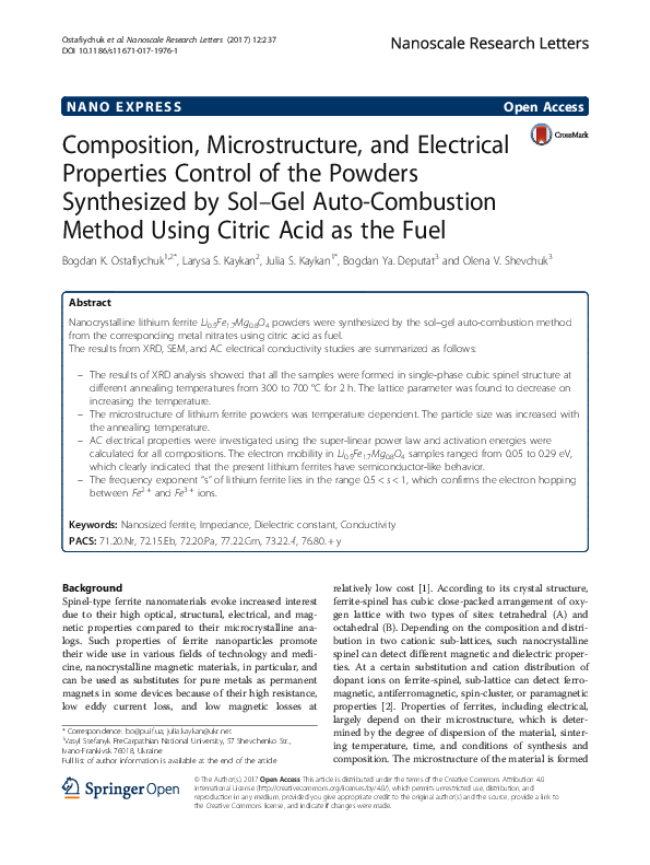 (PDF) Composition, Microstructure, and Electrical Properties Control of ...