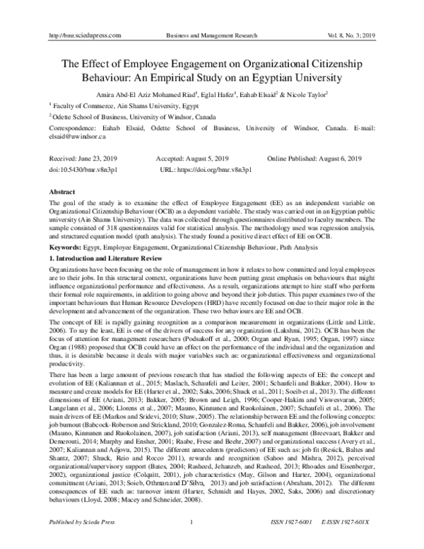 (PDF) The relationship between employee engagement and organizational ...