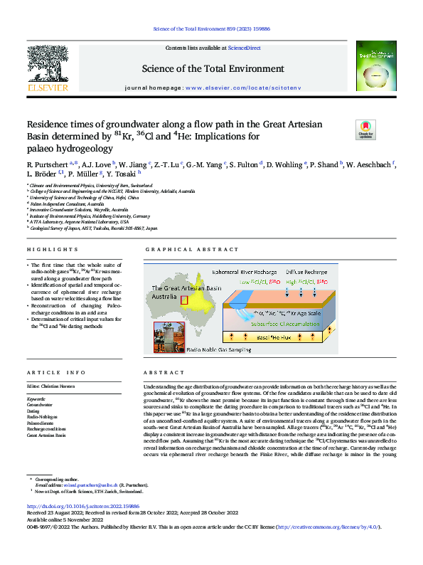 (PDF) Residence times of groundwater along a flow path in the Great ...