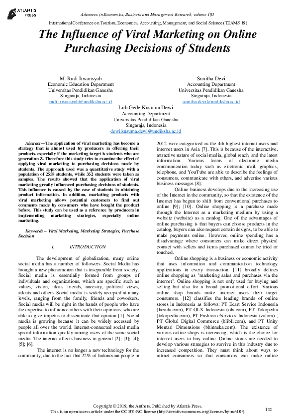 (PDF) The Influence of Viral Marketing on Online Purchasing Decisions ...