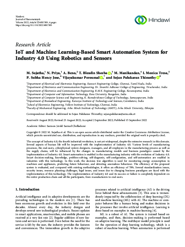 (PDF) IoT and Machine Learning-Based Smart Automation System for ...