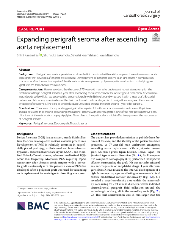 (PDF) Expanding perigraft seroma after ascending aorta replacement