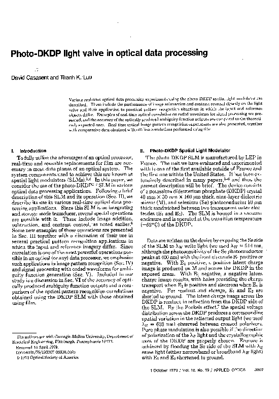 (PDF) Photo-DKDP light valve in optical data processing