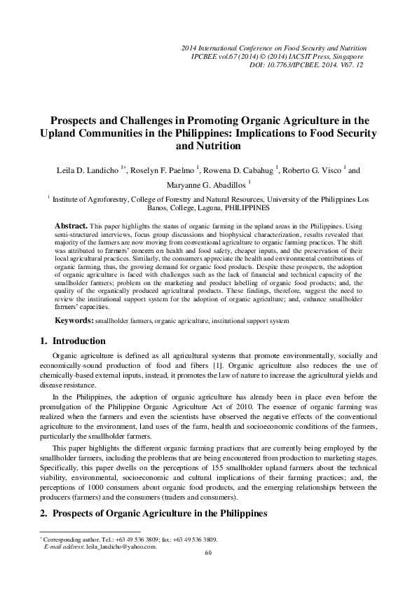 (PDF) Prospects and Challenges in Promoting Organic Agriculture in the ...