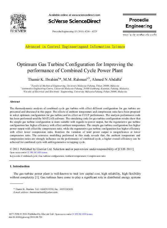 (PDF) Gas Turbine Configuration for Improving the performance of ...