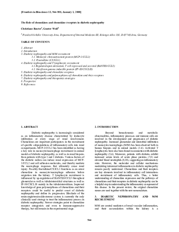 (PDF) The Role of chemokines and chemokine receptors in diabetic ...