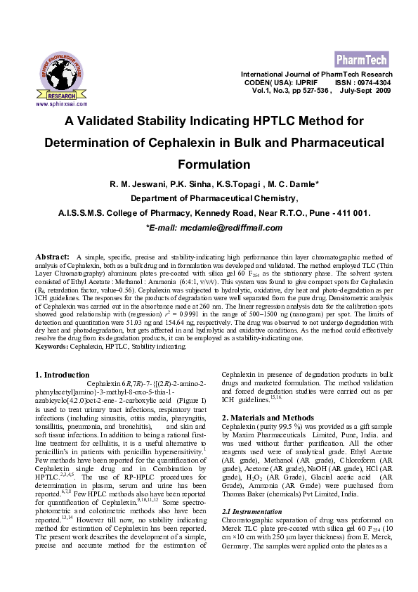 (PDF) Damle; A Validated Stability Indicating HPTLC Method for ...