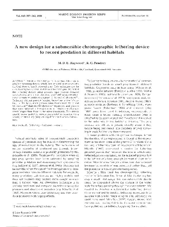 (PDF) A new design for a submersible chronographic tethering device to ...