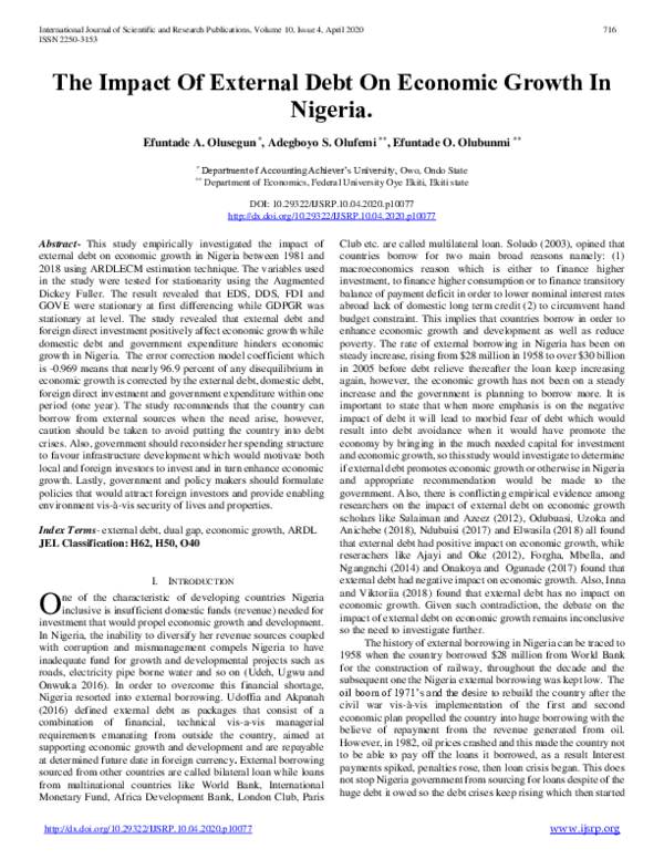 (PDF) The Impact Of External Debt On Economic Growth In Nigeria