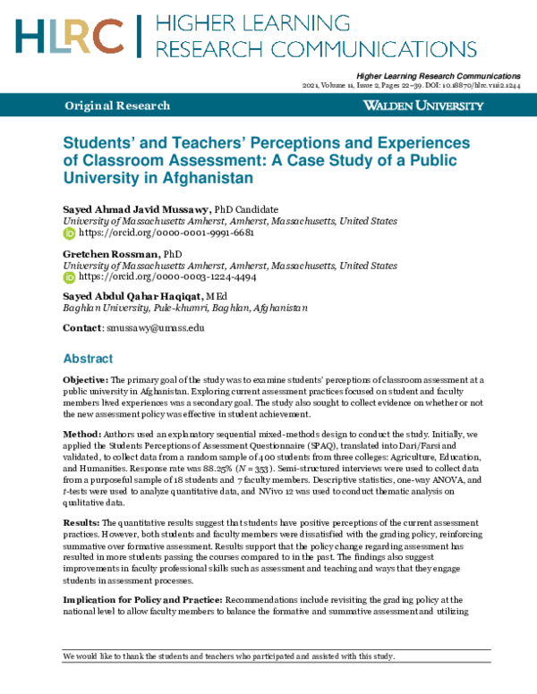 (PDF) Students’ and Faculty Members’ Perceptions and Experiences of ...