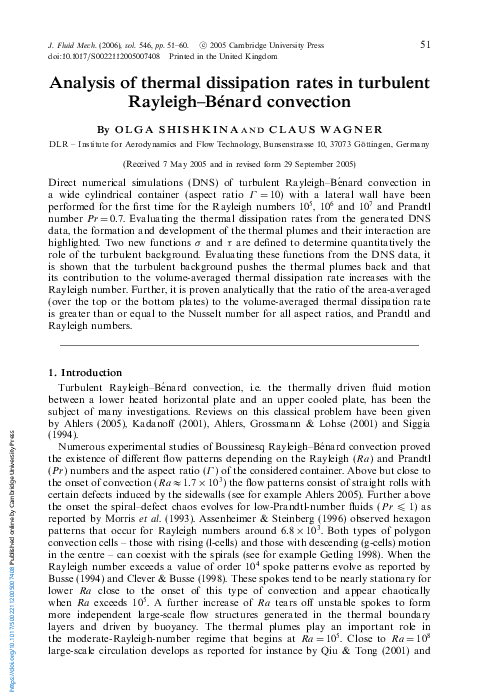 (PDF) Analysis of thermal dissipation rates in turbulent Rayleigh ...
