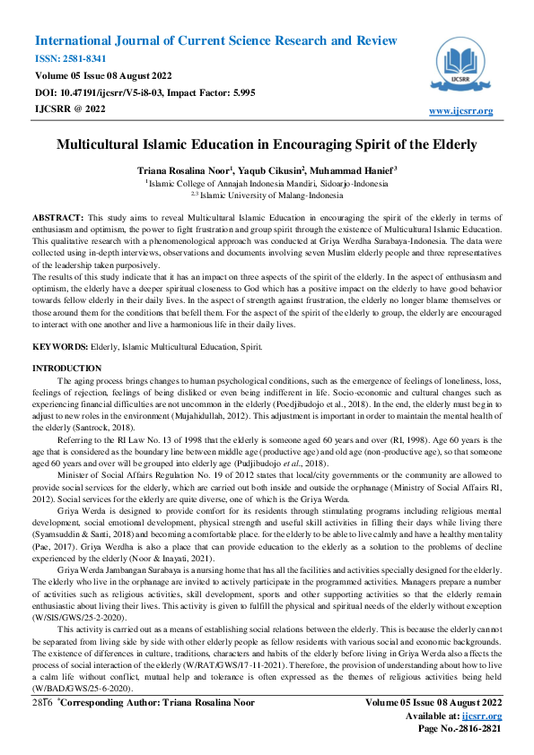 (PDF) Multicultural Islamic Education in Encouraging Spirit of the ...