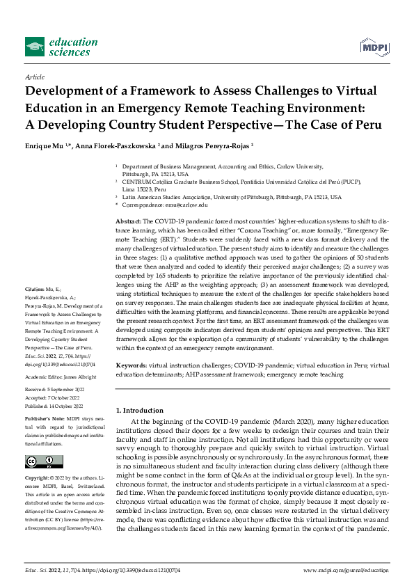 (PDF) Development of a Framework to Assess Challenges to Virtual ...