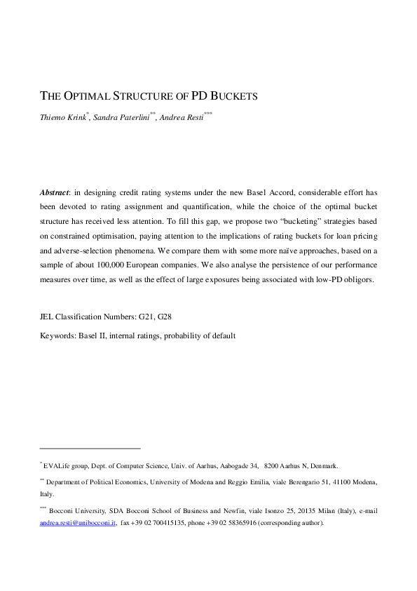 (PDF) The optimal structure of PD buckets