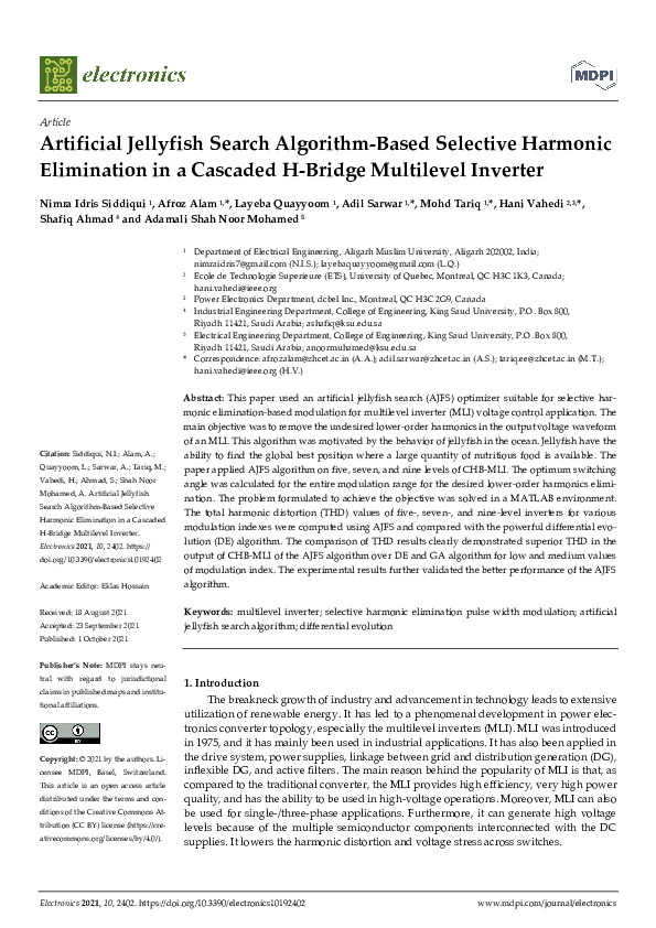 (PDF) Artificial Jellyfish Search Algorithm-Based Selective Harmonic ...