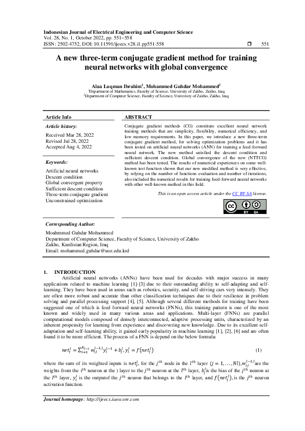 (PDF) A new three-term conjugate gradient method for training neural ...