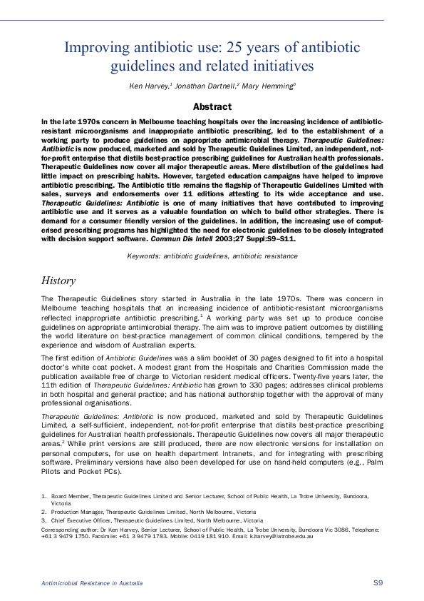 (PDF) Hemming M: Improving antibiotic use: 25 years of antibiotic ...