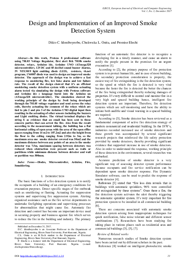 (PDF) Design and Implementation of an Improved Smoke Detection System