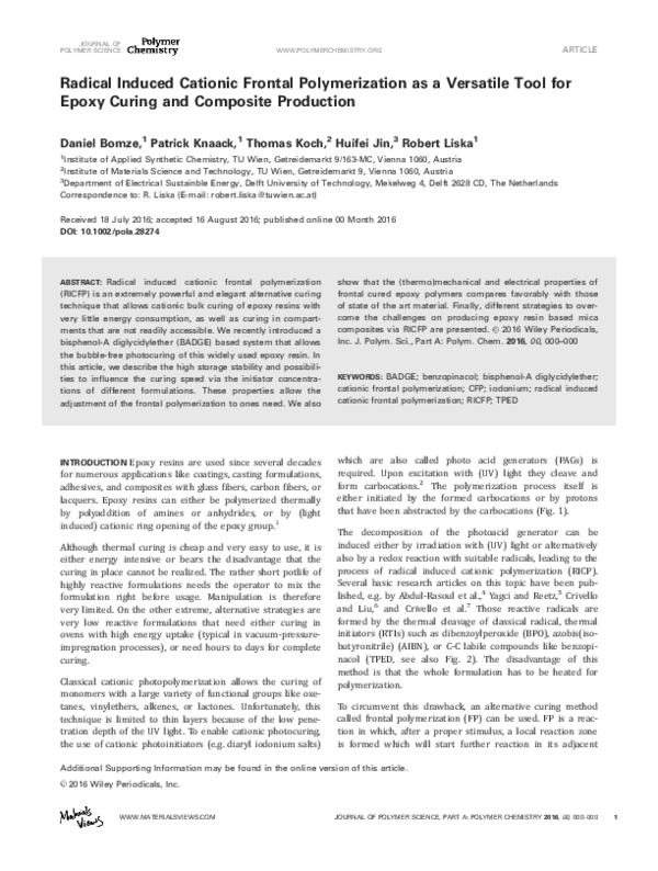 (PDF) Radical induced cationic frontal polymerization as a versatile ...