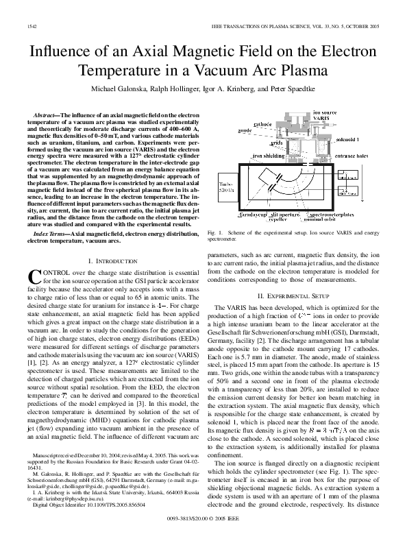 (PDF) Influence of an axial magnetic field on the electron temperature ...