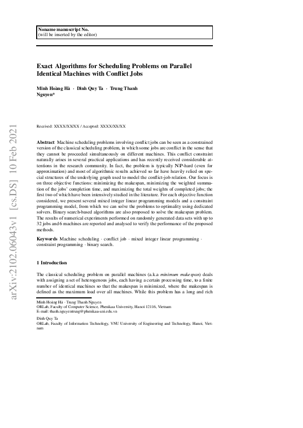 (PDF) Exact Algorithms for Scheduling Problems on Parallel Identical ...