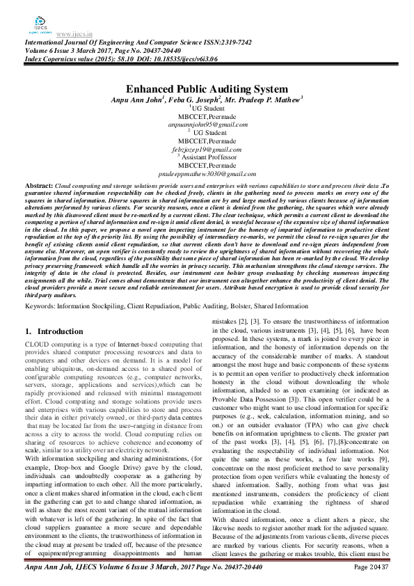 (PDF) Enhanced Public Auditing System