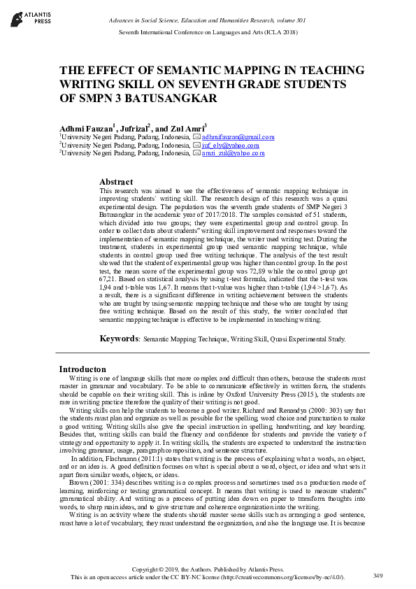 (PDF) The Effect of Semantic Mapping in Teaching Writing Skill on ...