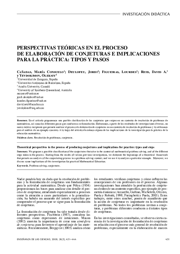 (PDF) Perspectivas teóricas en el proceso de elaboración de conjeturas ...