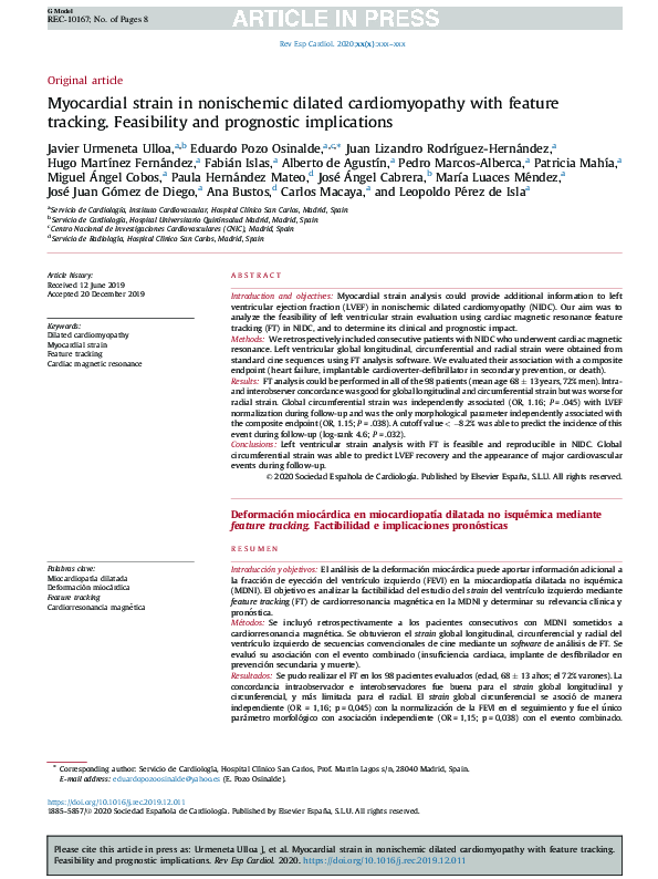 (PDF) Myocardial strain in nonischemic dilated cardiomyopathy with ...