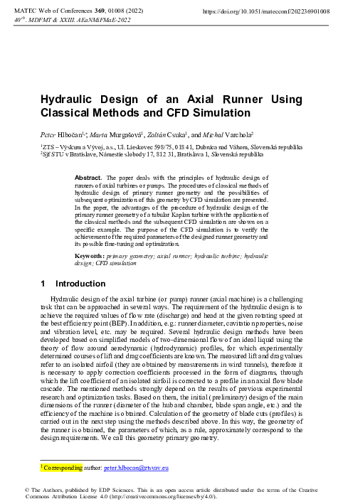 (PDF) Hydraulic Design of an Axial Runner Using Classical Methods and ...