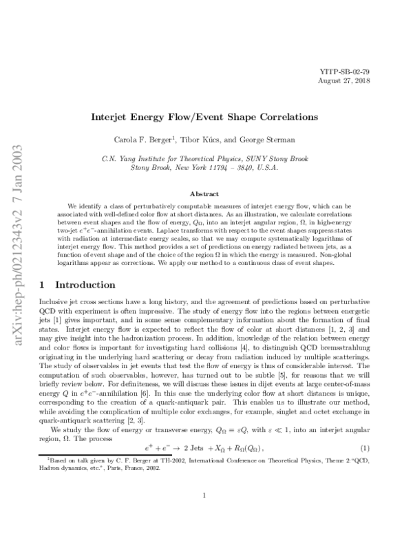 (PDF) Interjet Energy Flow/Event Shape Correlations