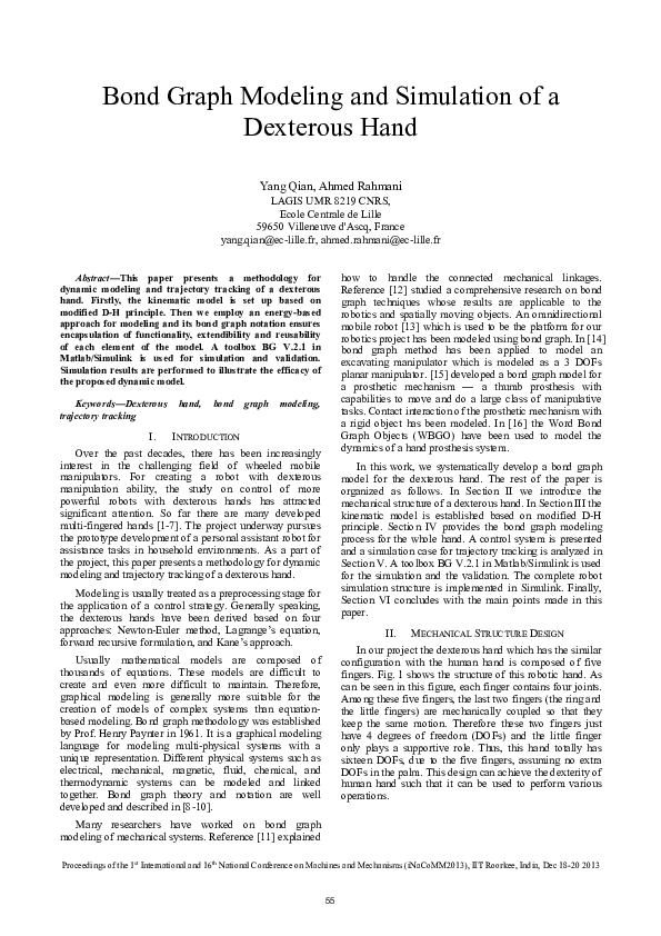 (PDF) Bond graph modeling and simulation of a dexterous hand