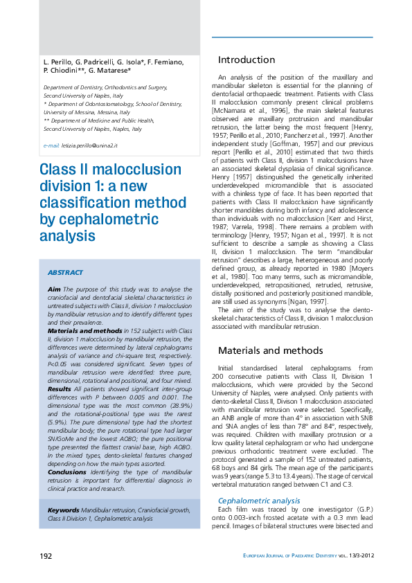  pdf class ii malocclusion division 1 a new classification method by