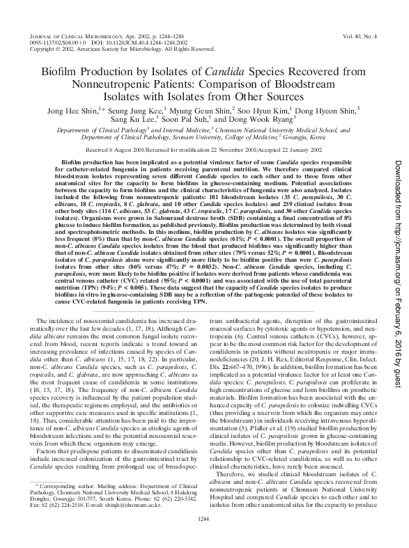 (PDF) Biofilm Production by Isolates of Candida Species Recovered from ...