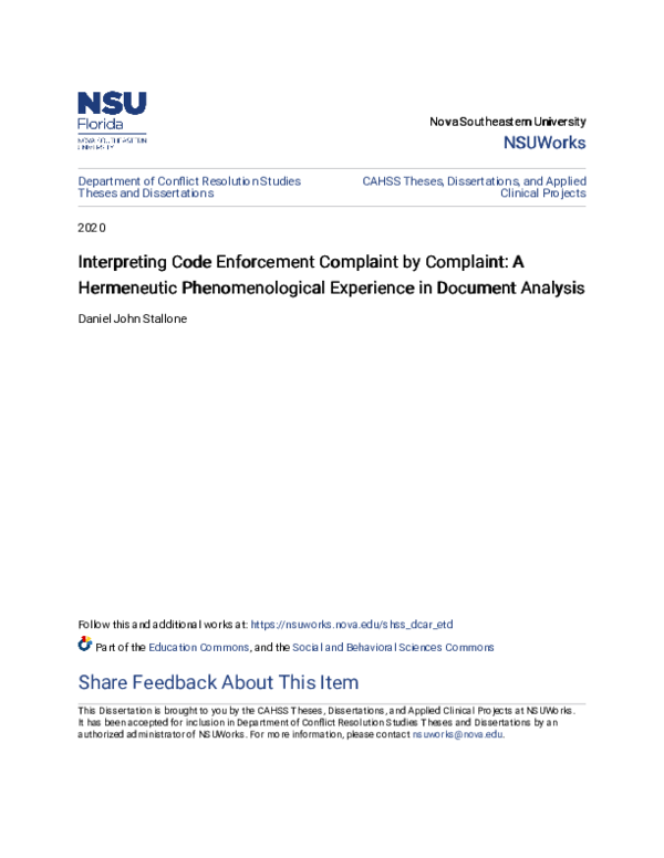 (PDF) Interpreting Code Enforcement Complaint by Complaint: A ...