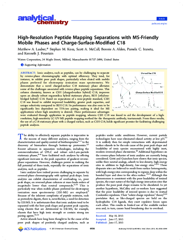 (PDF) High-Resolution Peptide Mapping Separations with MS-Friendly ...