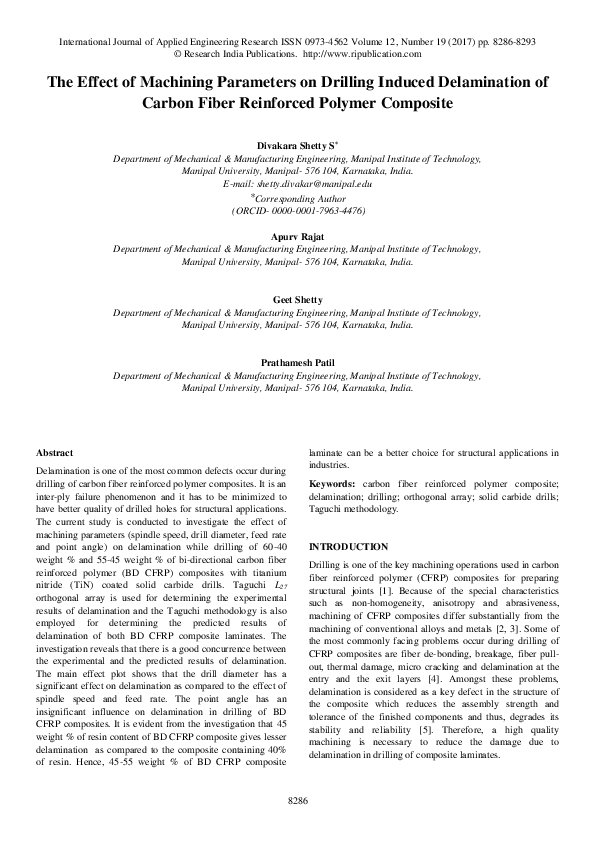 (PDF) The Effect of Machining Parameters on Drilling Induced ...